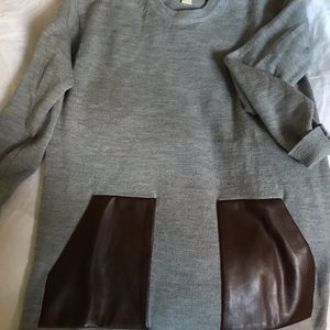 JCrew Long Sweater w Leather Pockets